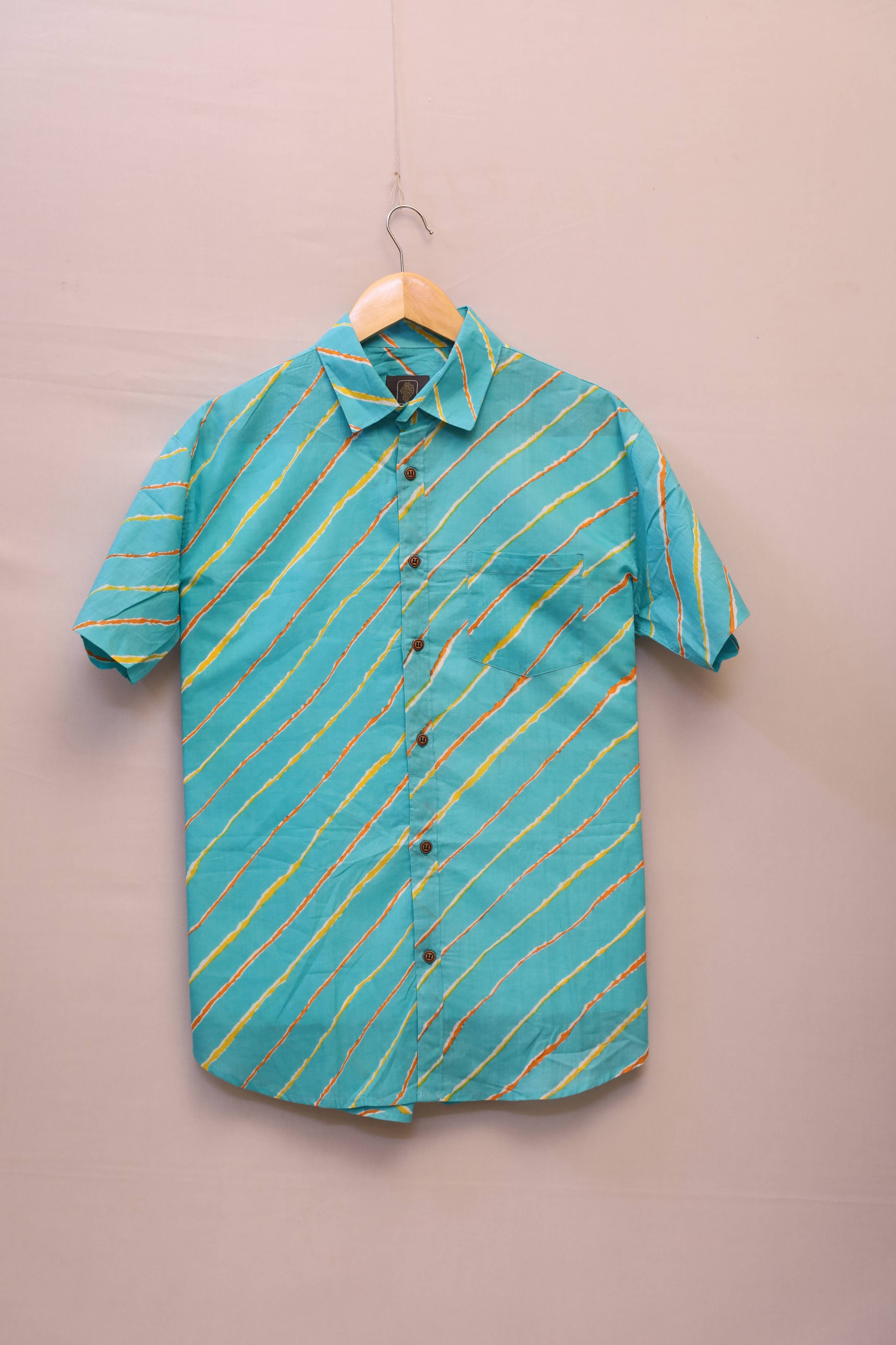 Aqua Zephyr Striped Breeze Cotton Shirt