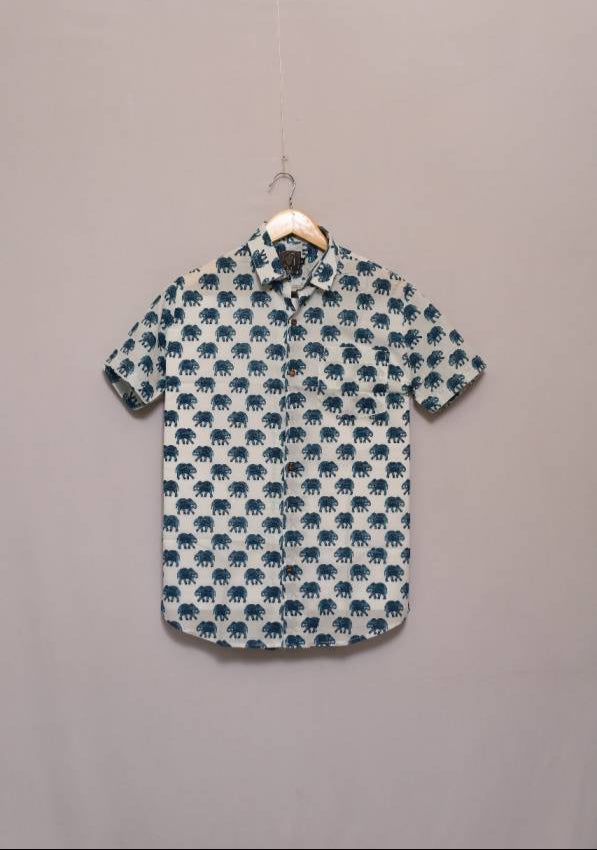 Azure Elephant Unisex Cotton Shirt