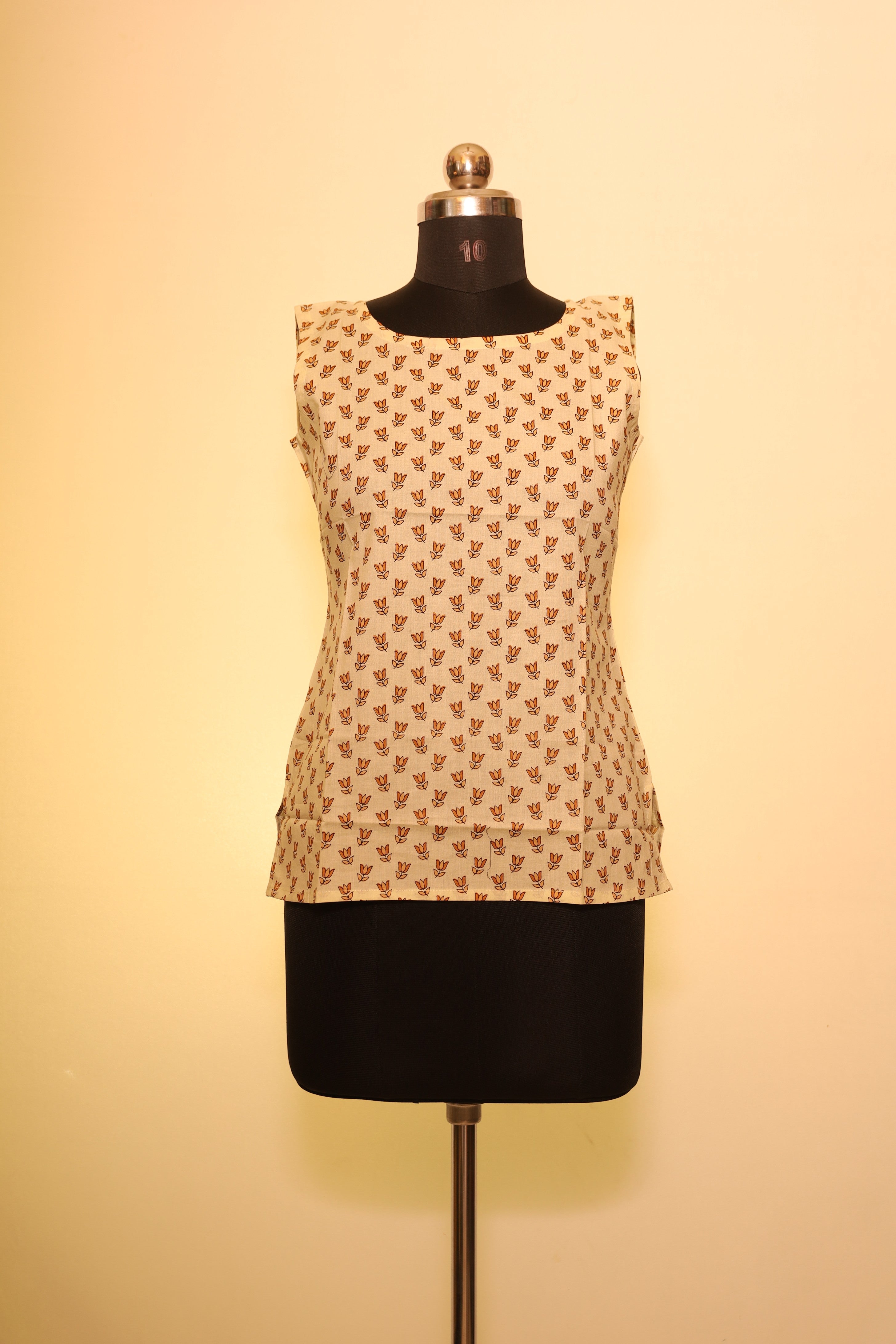 Blossom Beige Sleeveless Short Top