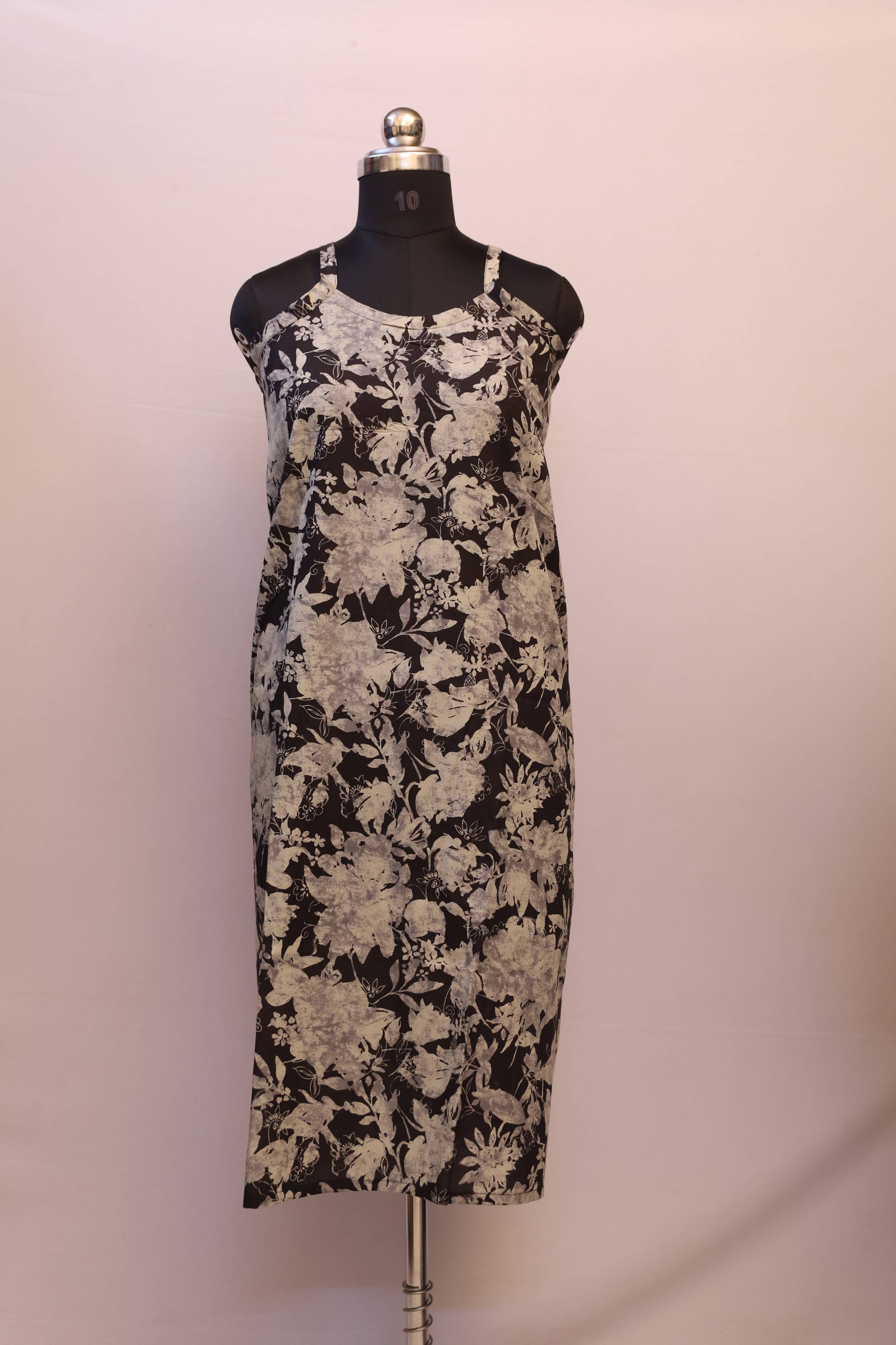 Charcoal Flora Spaghetti Kurti
