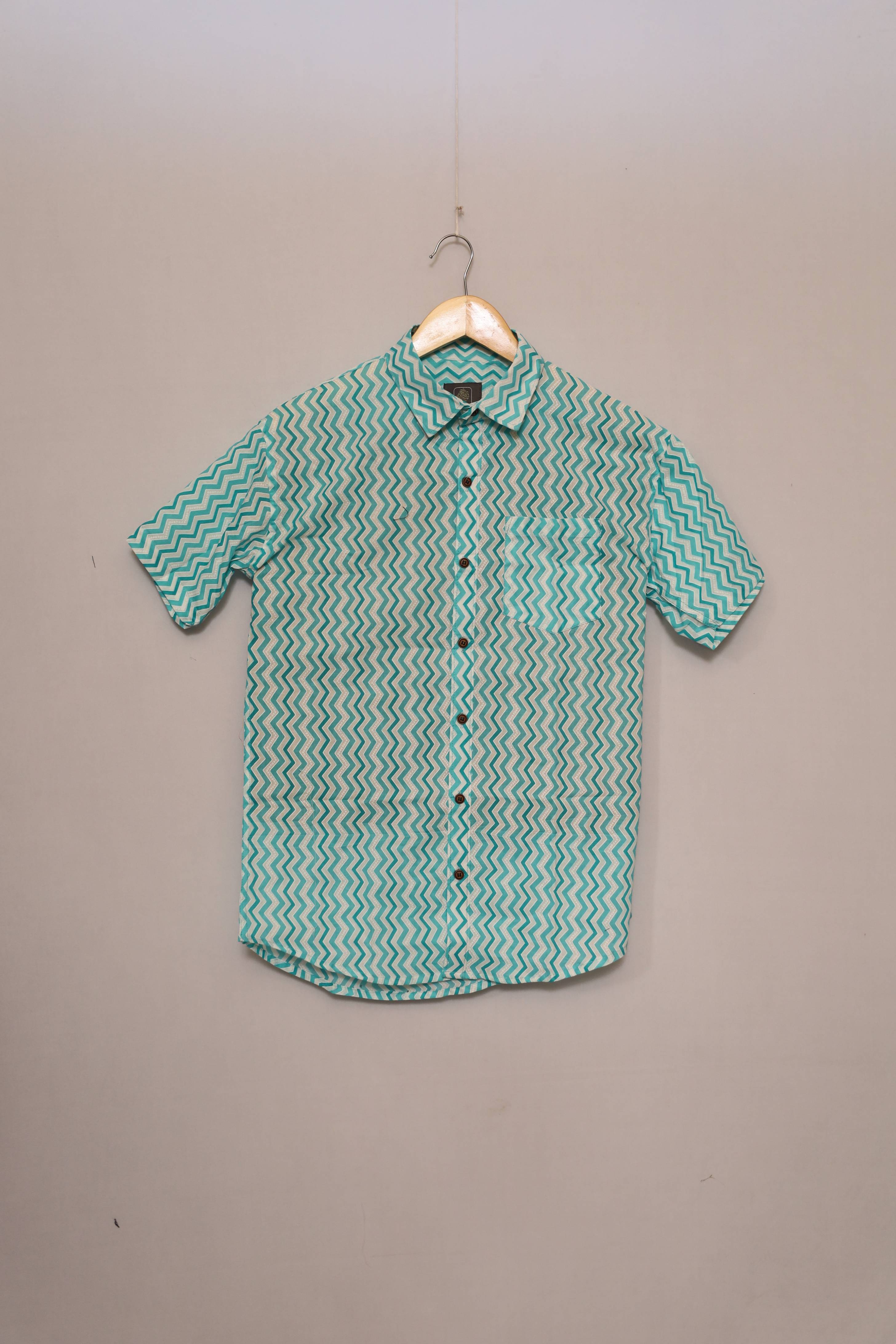 Cool Breeze Aqua Pattern Shirt