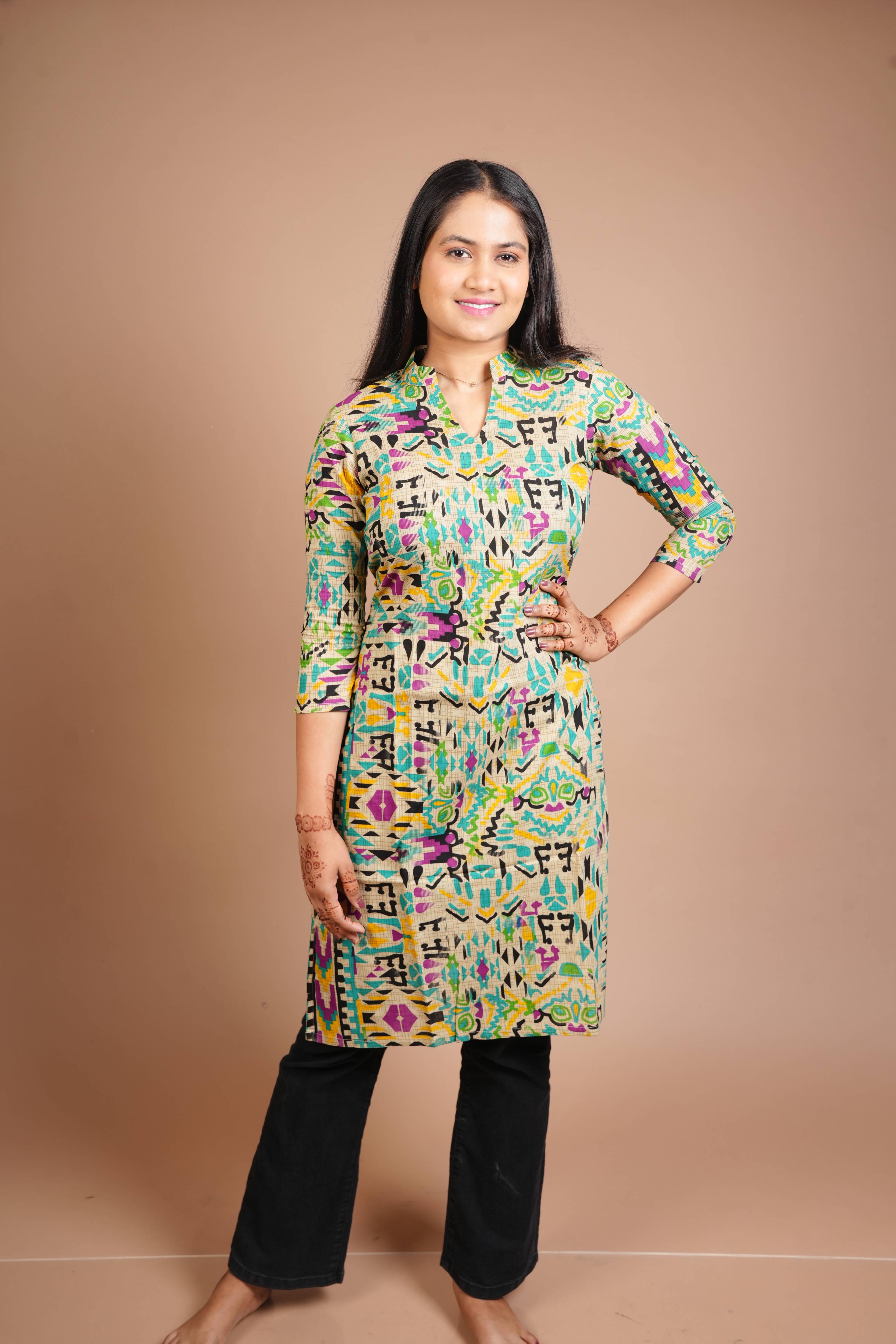 Colourful Printed Full Kurti