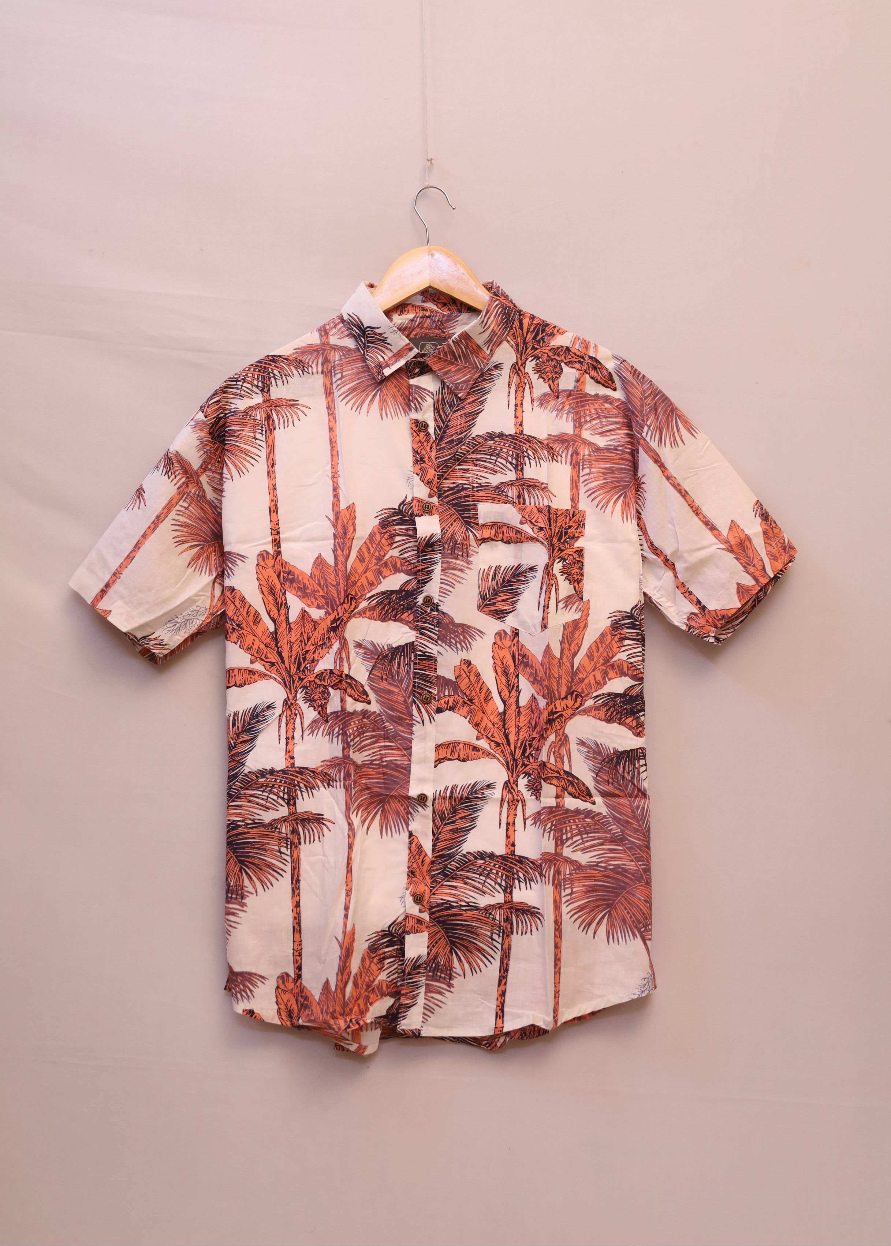 Coral Palms Cotton Shirt