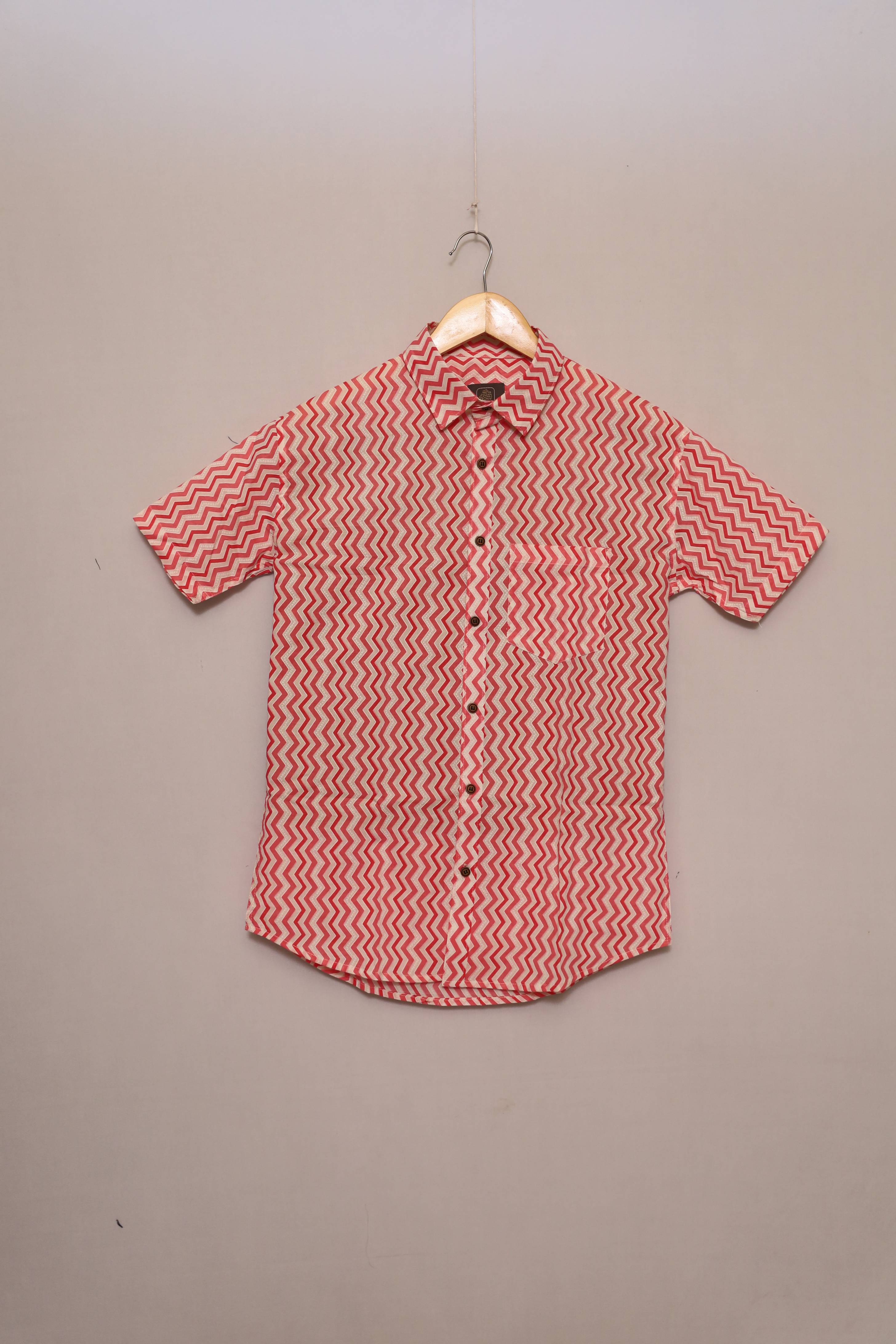 Crimson Wave Cotton Shirt