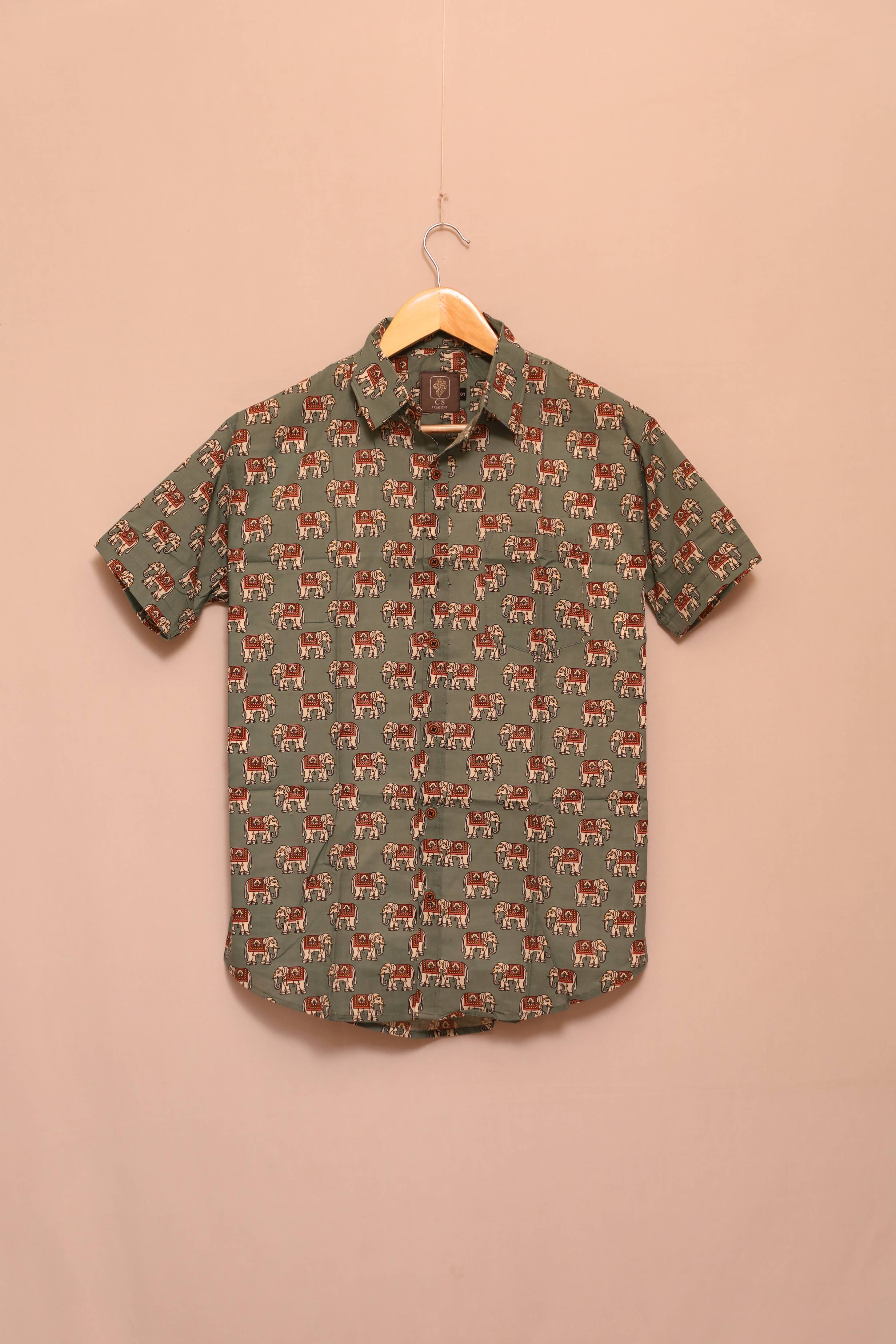 Elephant March Cotton Shirt