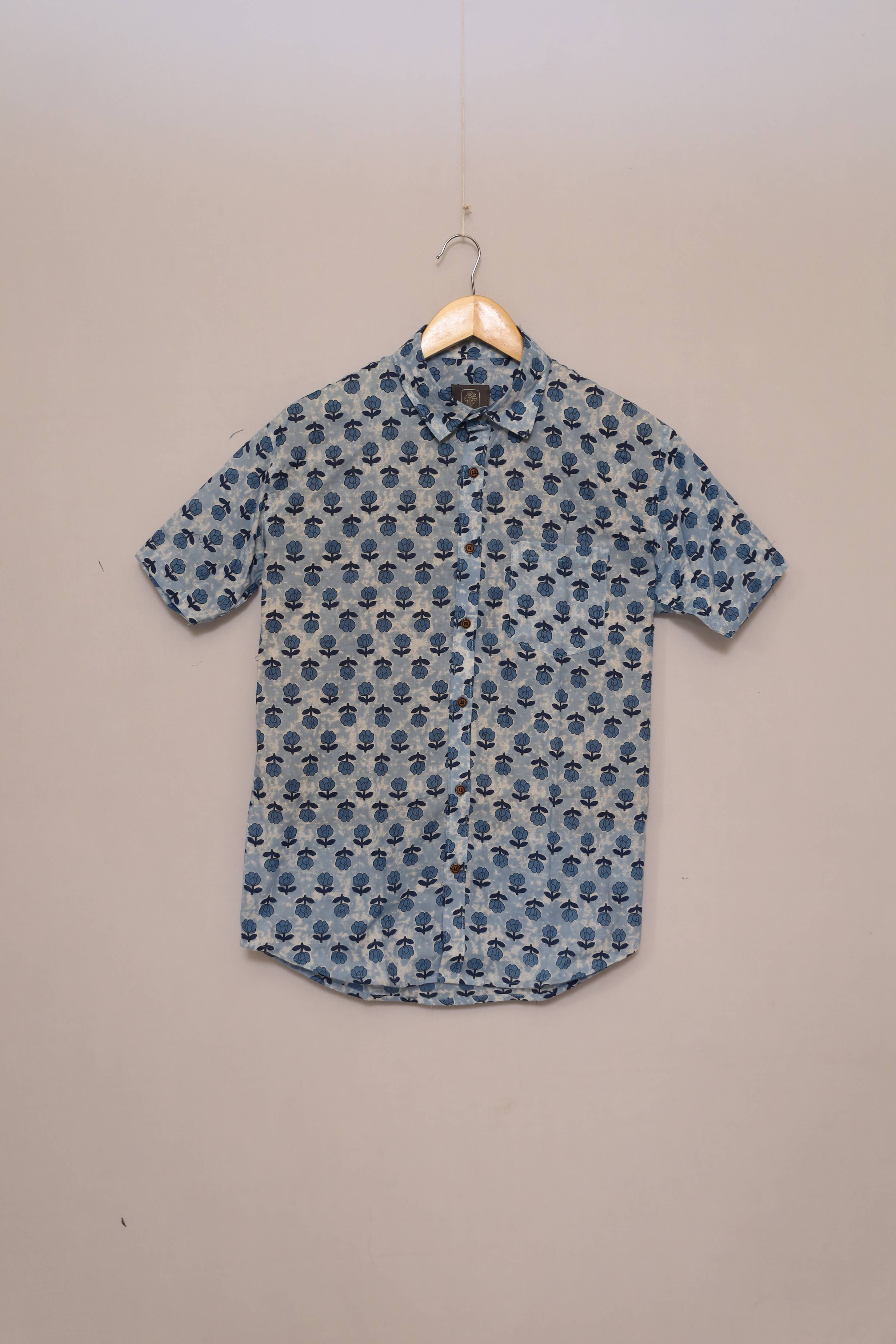 Indigo Bloom Unisex Cotton Shirt