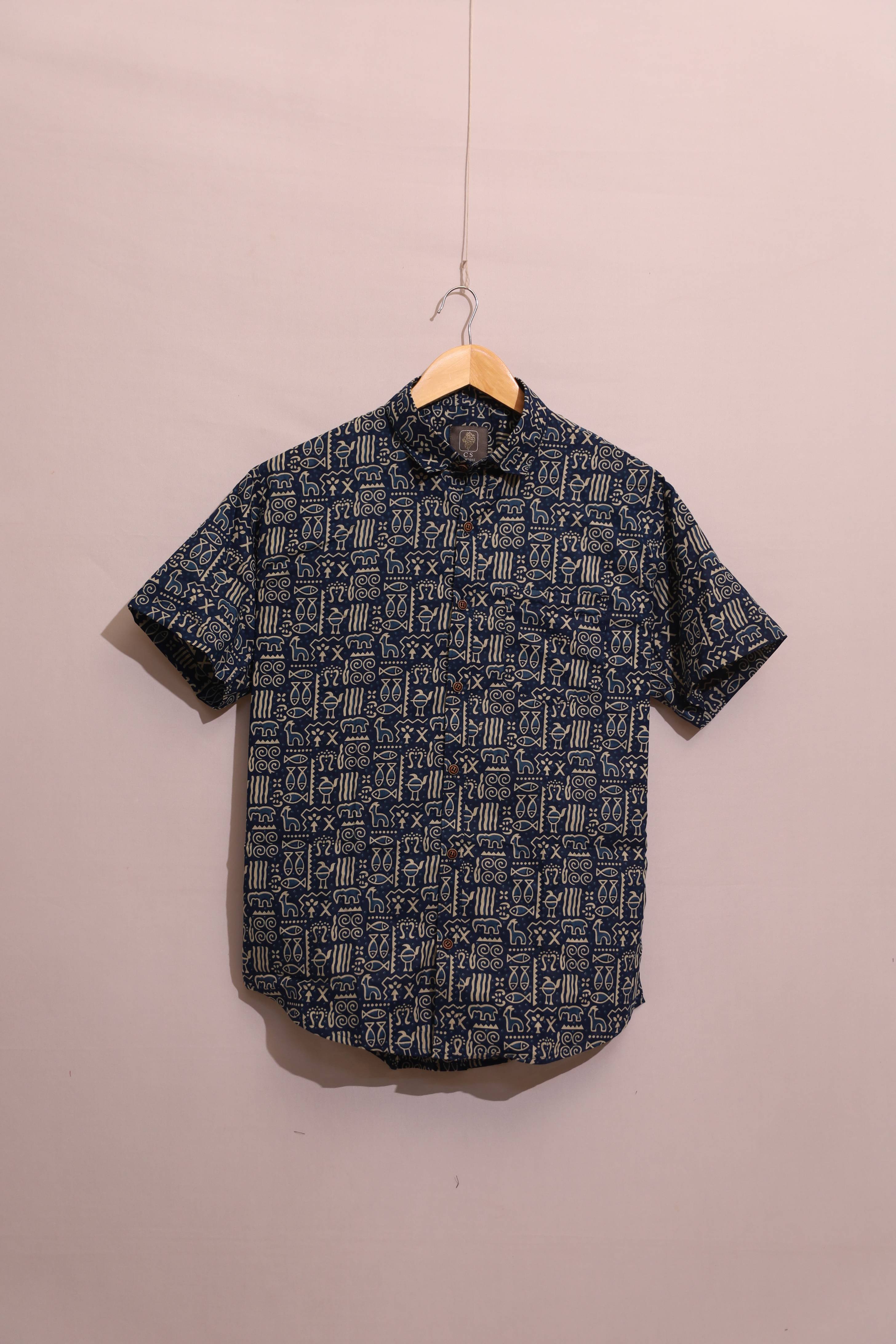 Indigo Tribal Glyph Unisex Shirt