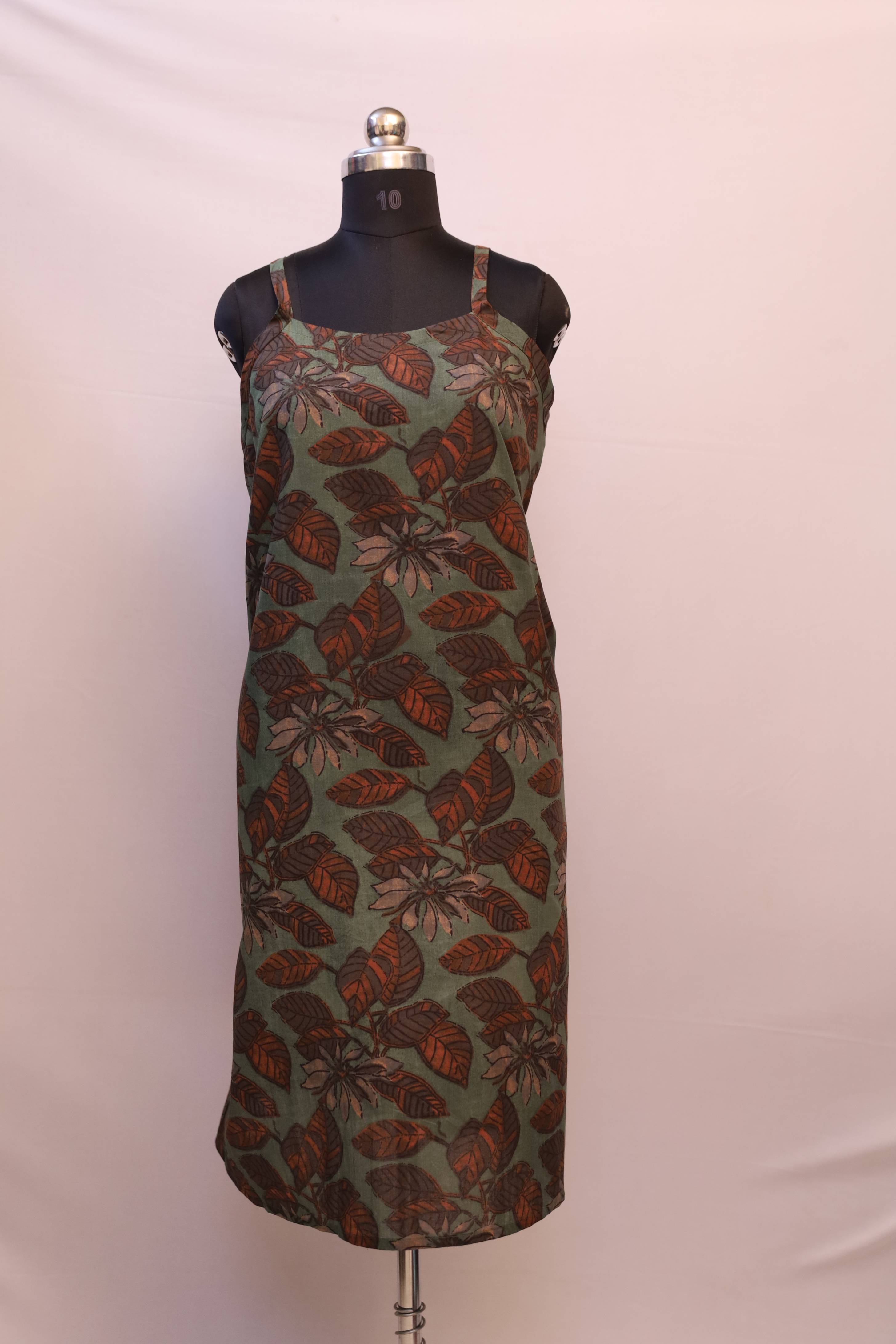 Leaf Print Spaghetti Kurti