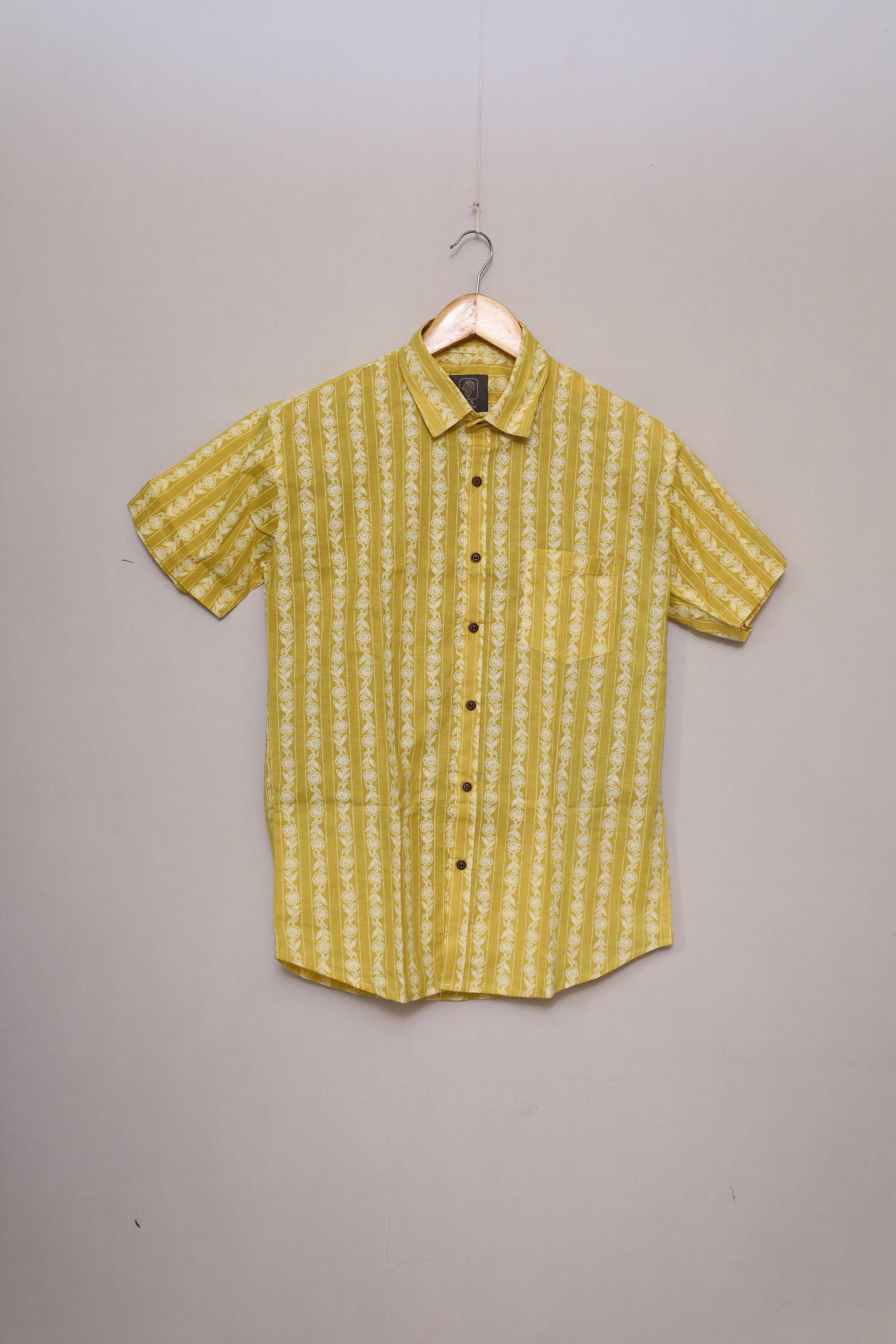 Lemon Stripe Vine Unisex Cotton Shirt