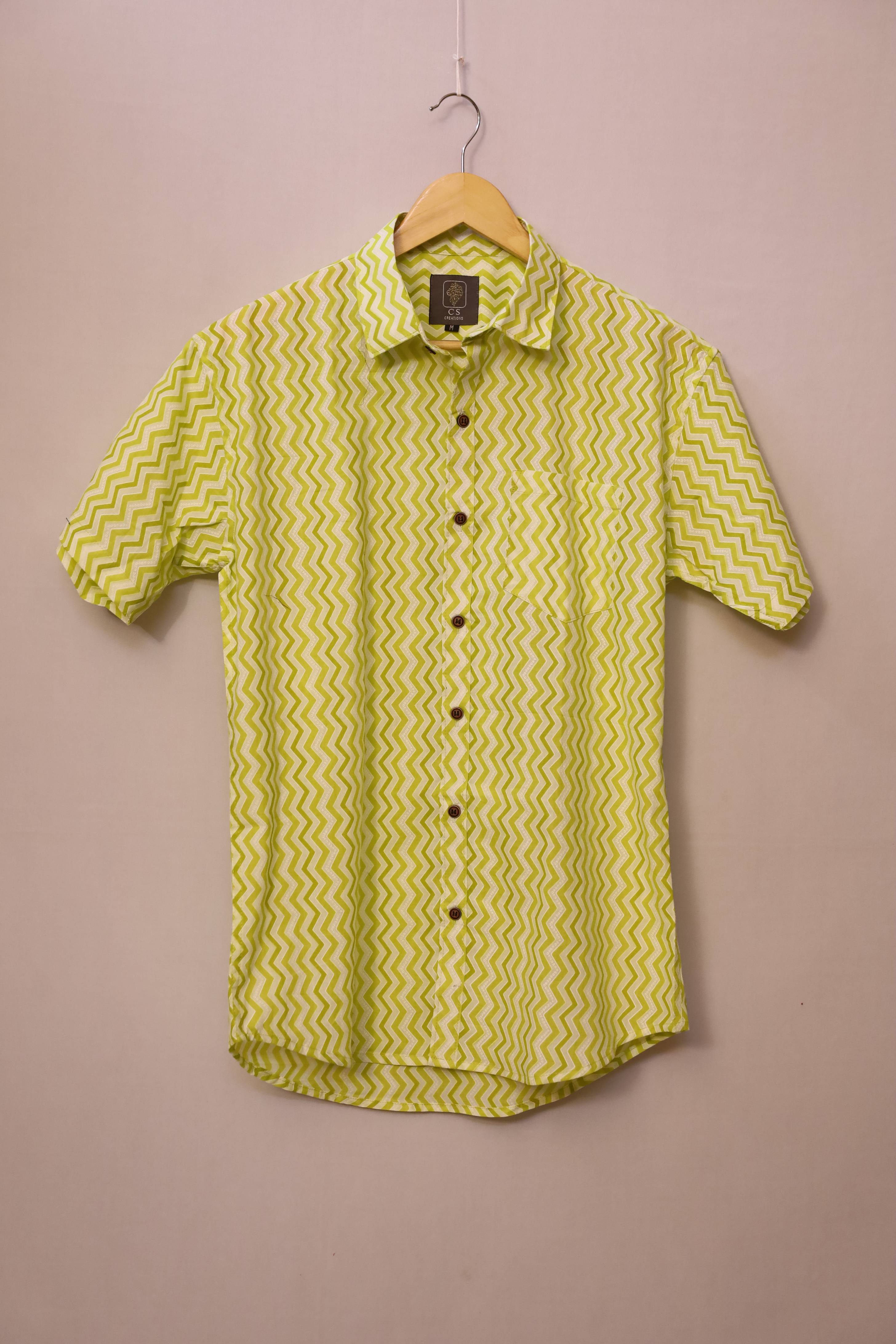 Lime Wave Cotton Shirt