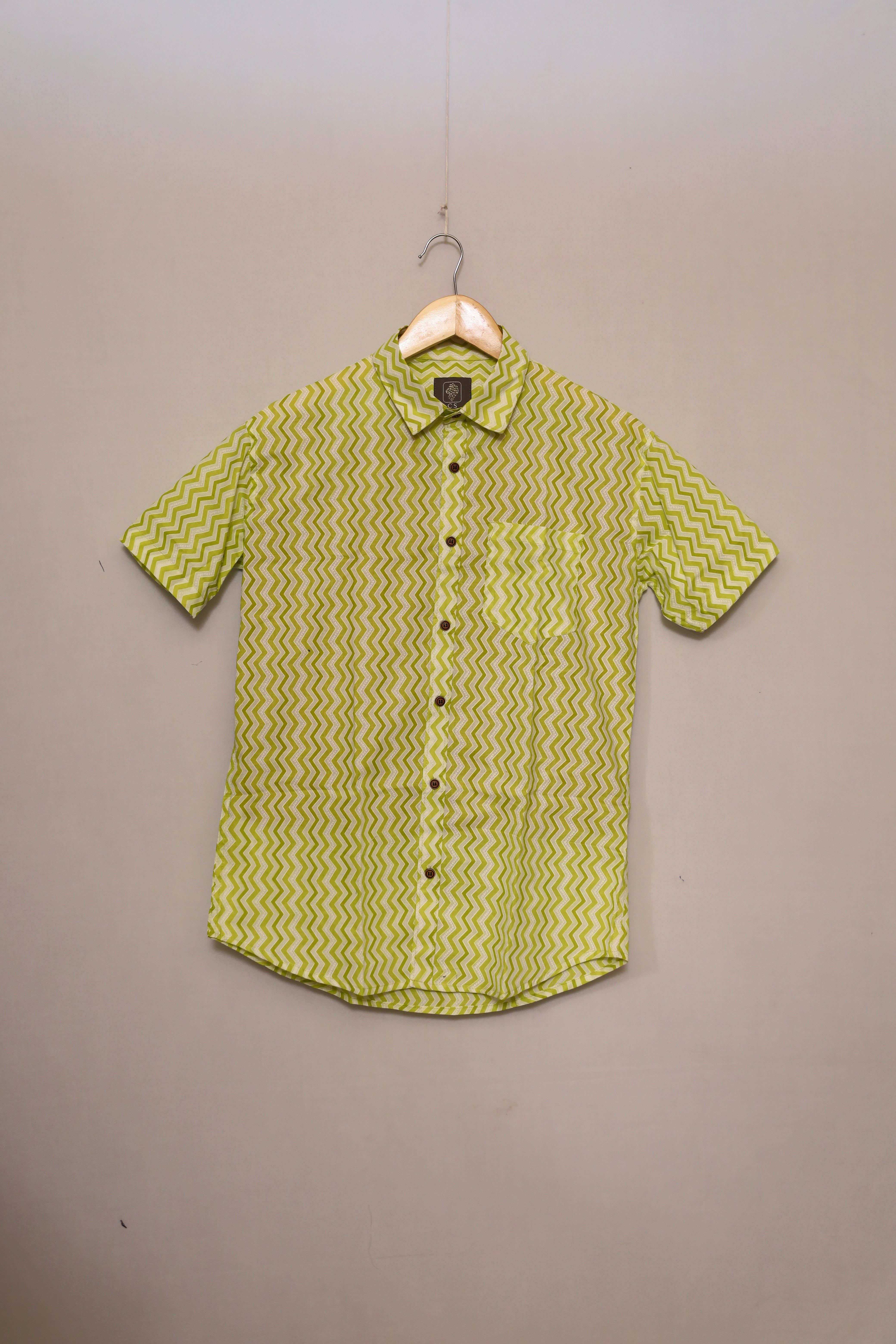 Lime Wave Cotton Shirt