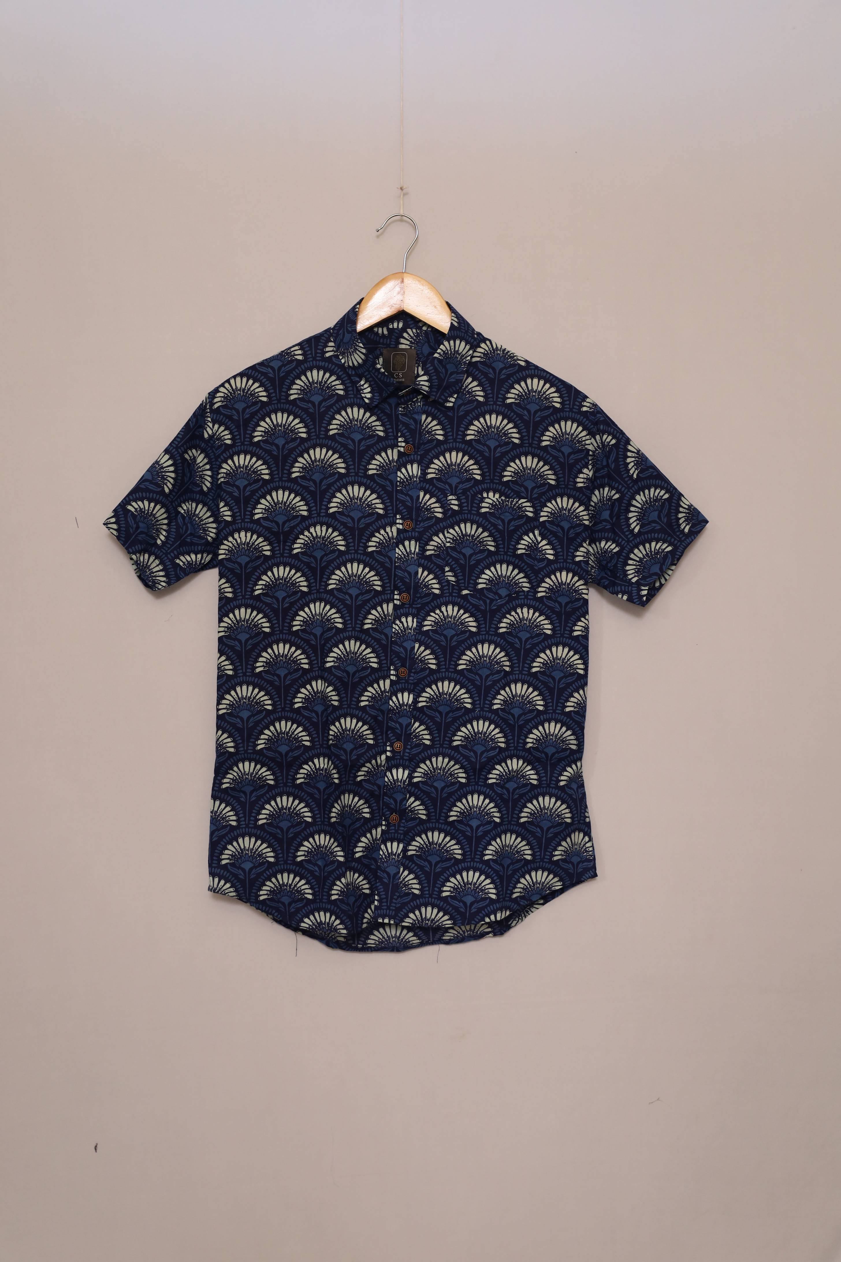 Midnight Fan Print Unisex Cotton Shirt