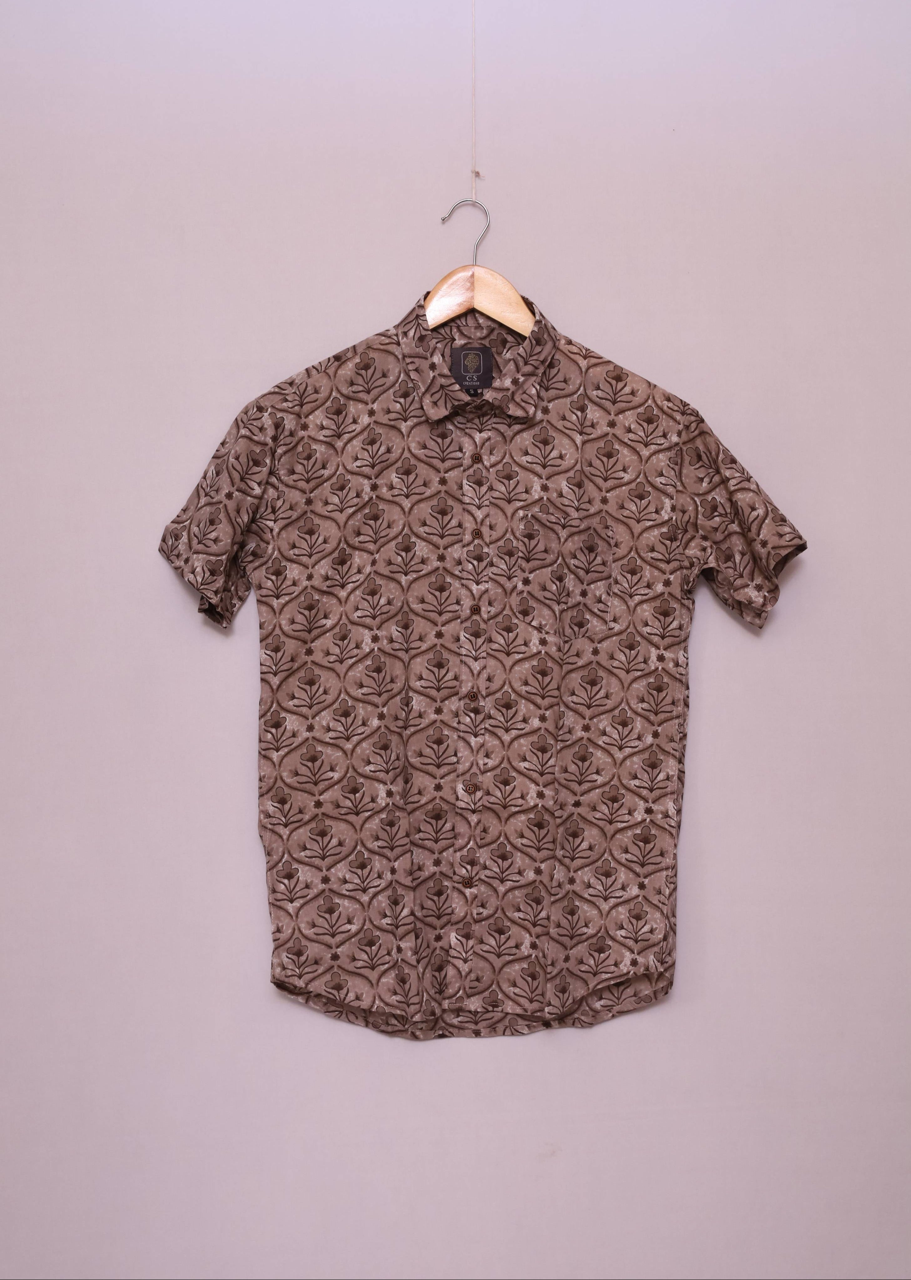 Mocha Damask Unisex Cotton Shirt