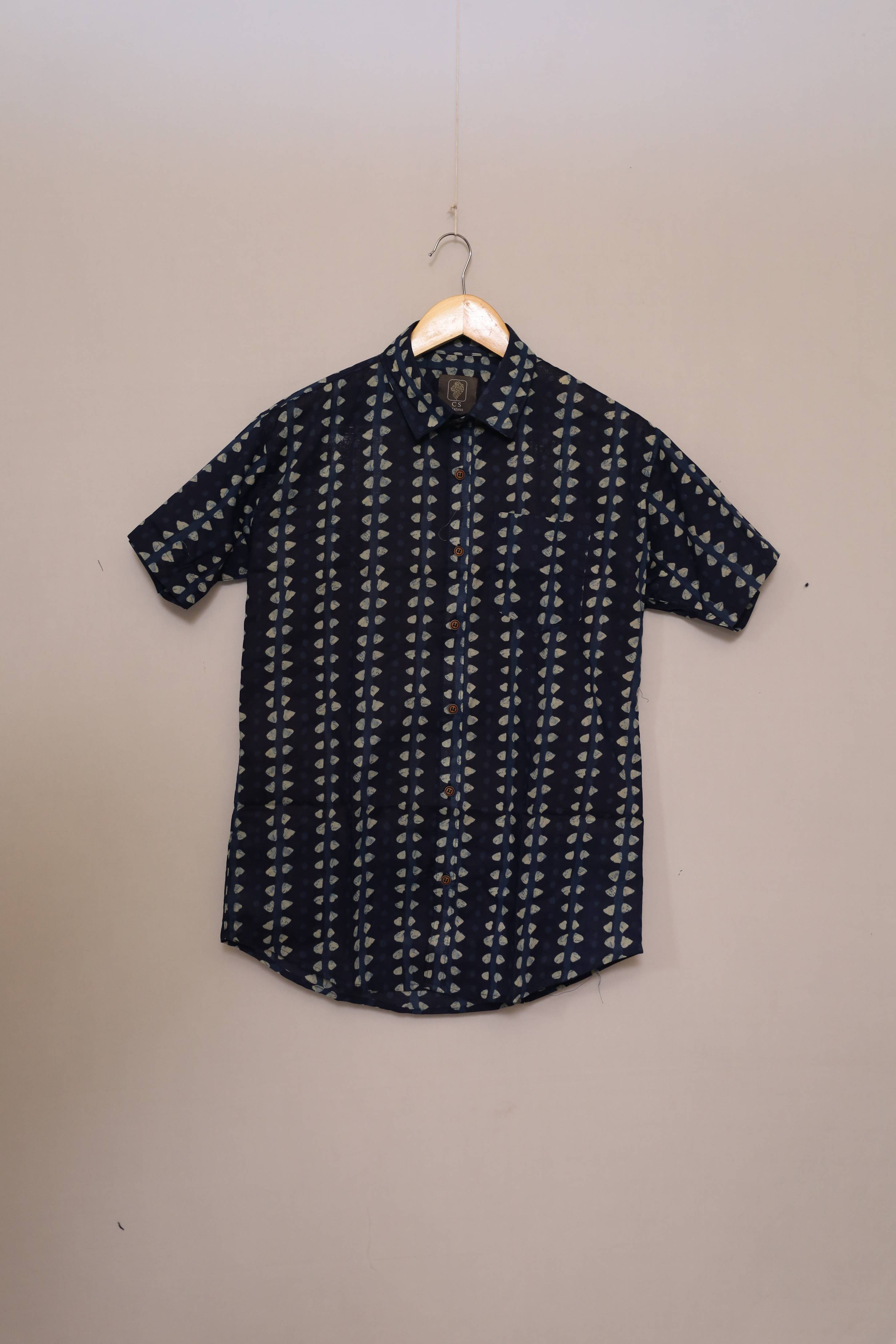 Night Indigo Ikat Unisex Cotton Shirt