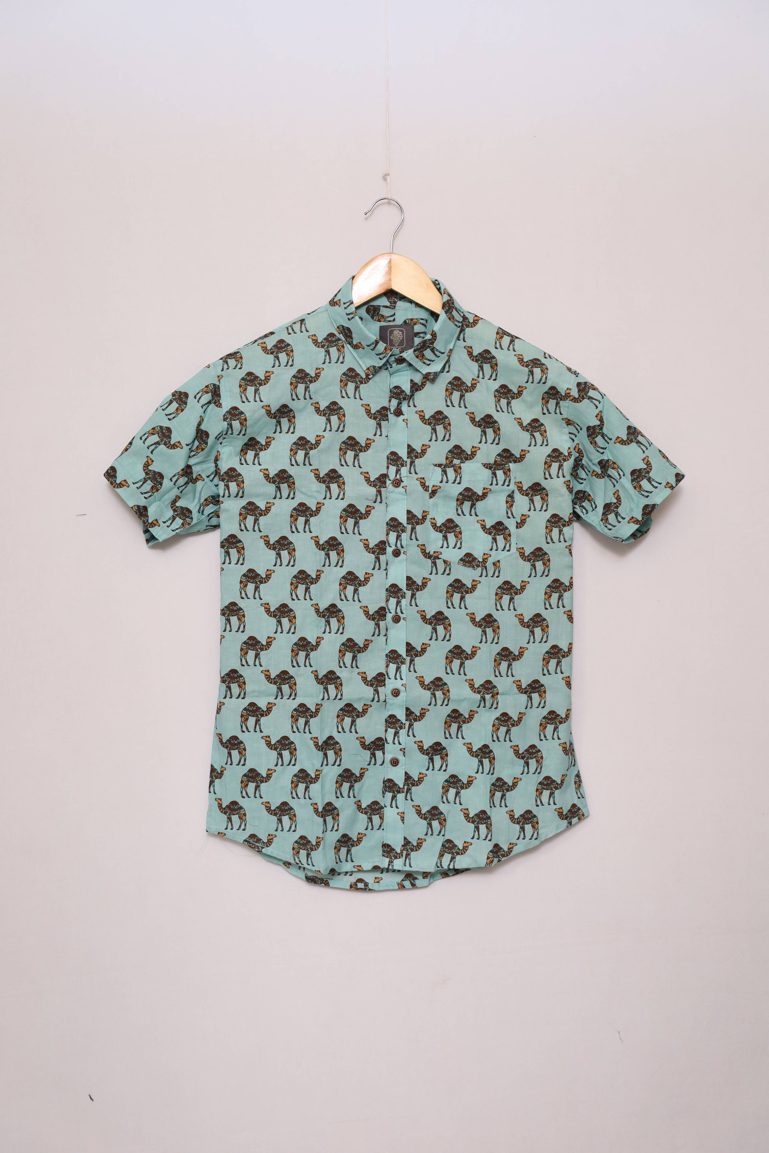 Nomadic Charm Aqua Camel Shirt