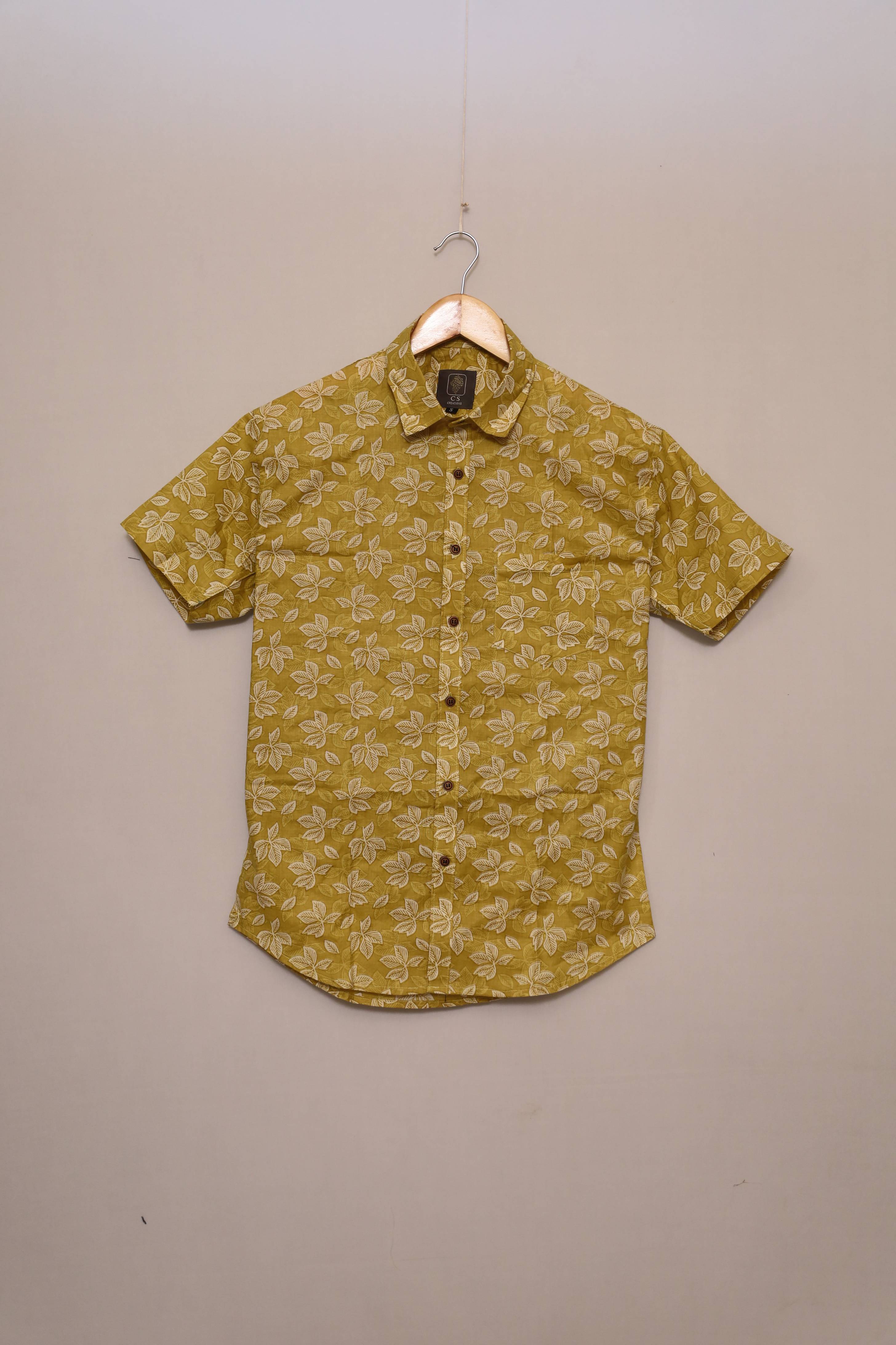 Olive Leafy Unisex Cotton Shirt