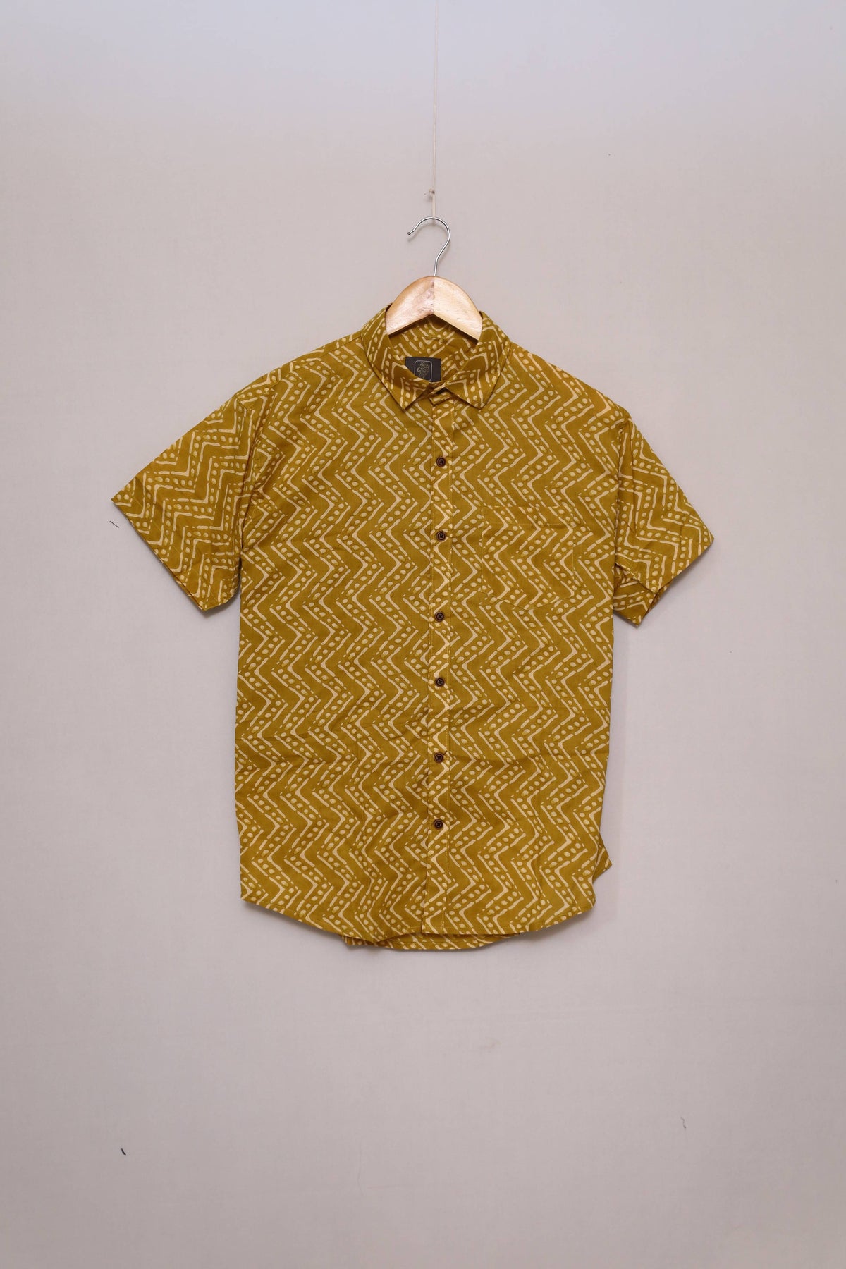 Olive Zigzag Unisex Cotton Shirt