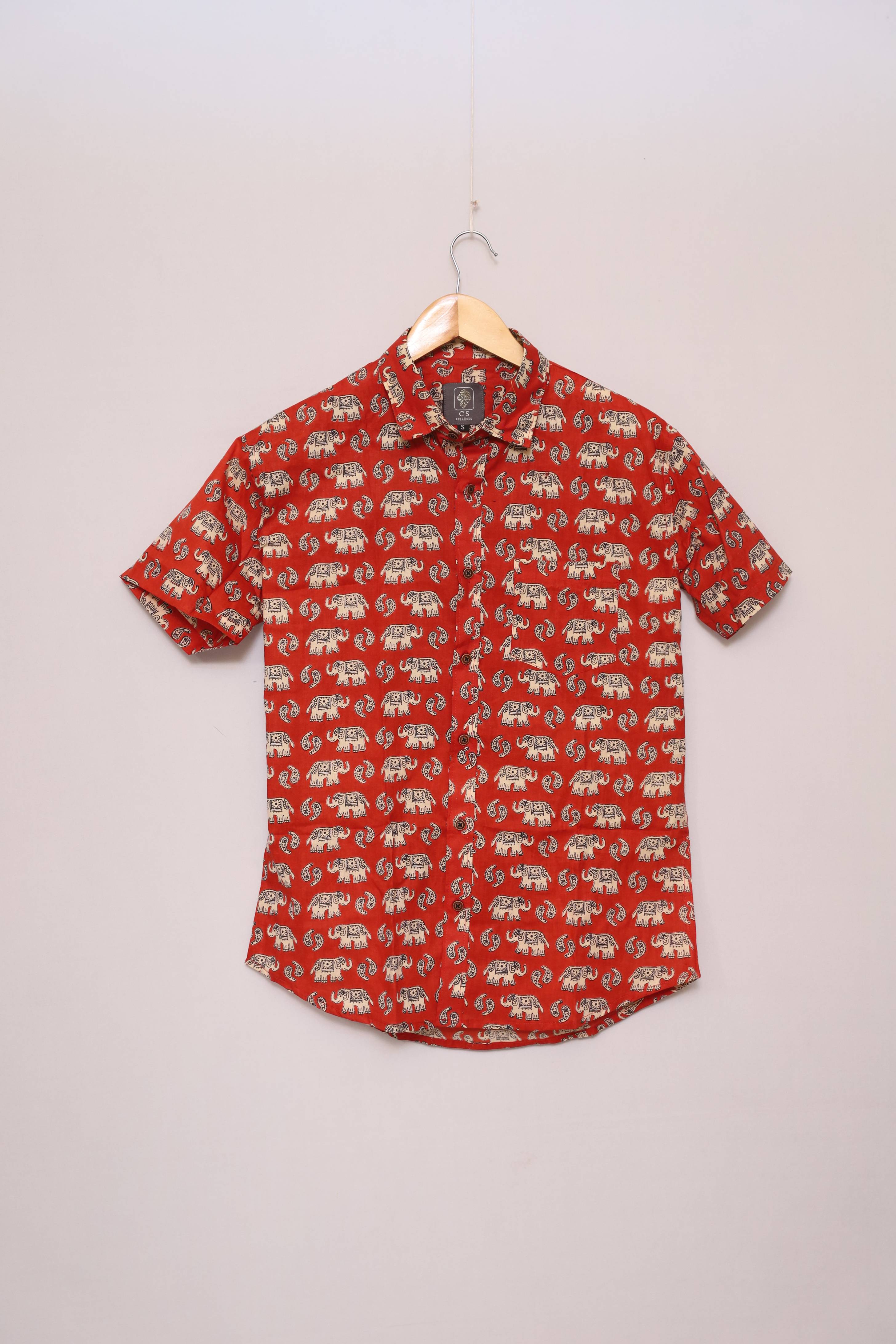Scarlet Elephant Unisex Cotton Shirt
