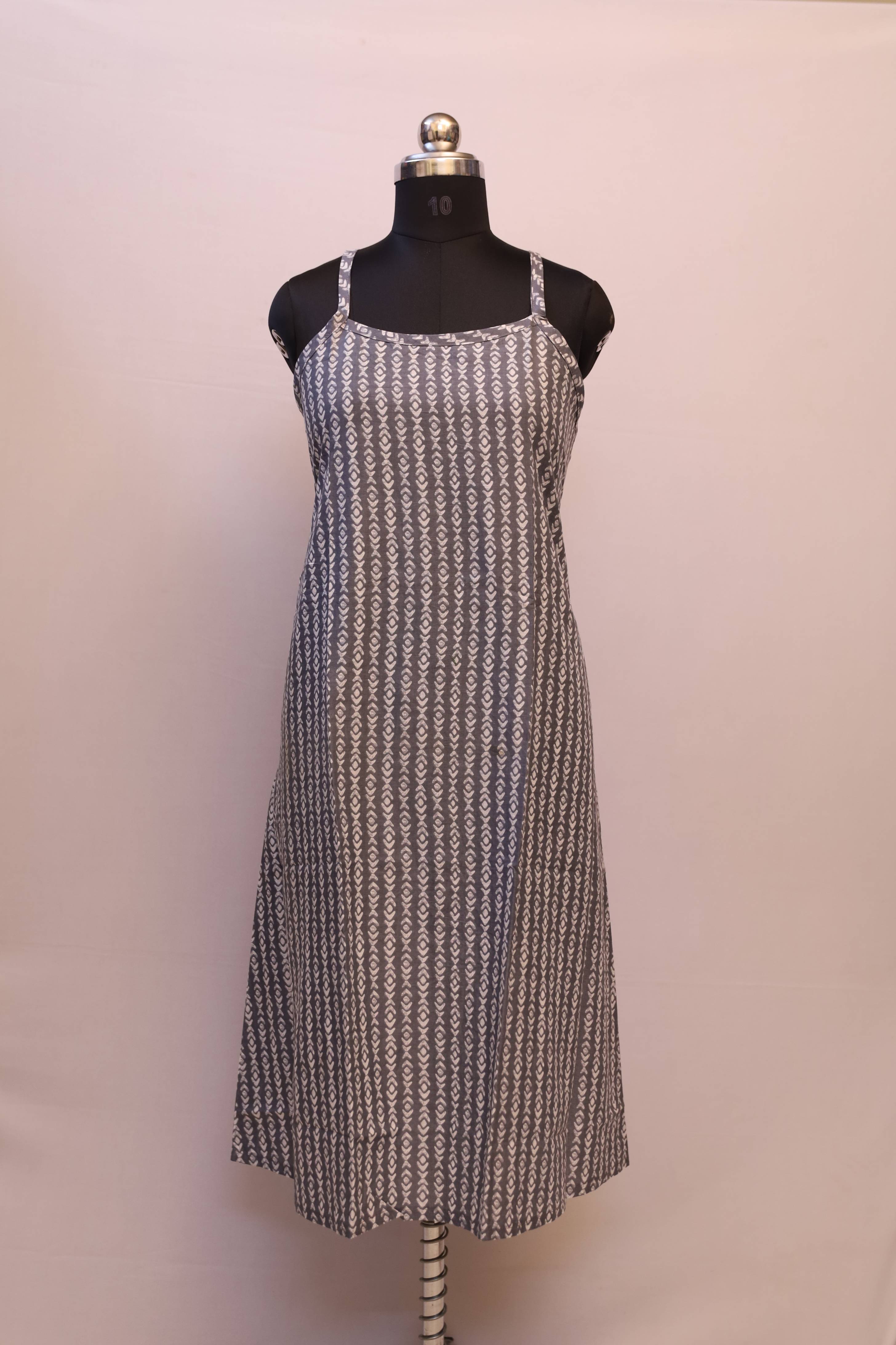 Slate Ikat Spaghetti Kurti