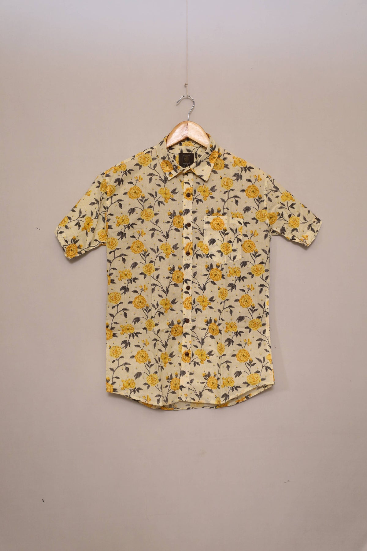 Sunlit Yellow Floral Unisex Cotton Shirt